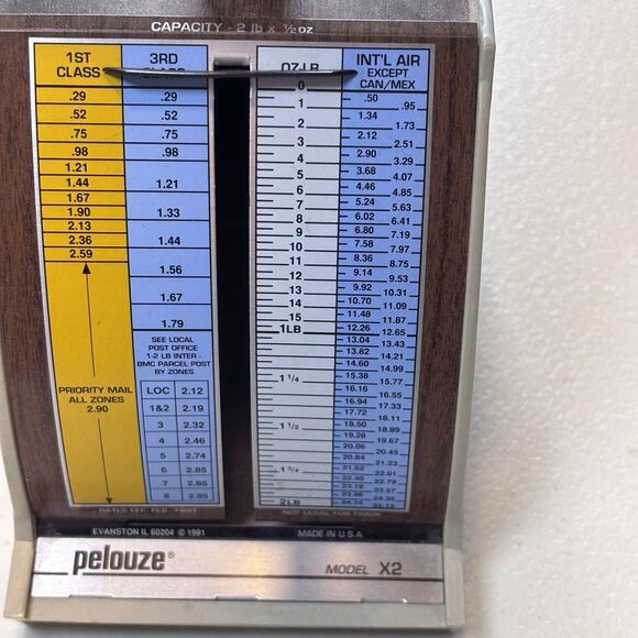Vintage Pelouze Model X-2  (2 Lb * 1/2oz) Postage Mail Scale - Made in USA 1991 - Picture 3 of 8